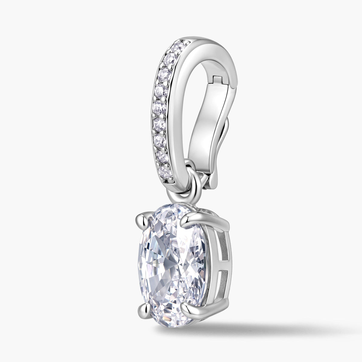 Oval Pendant with Pavé Hinged Bail