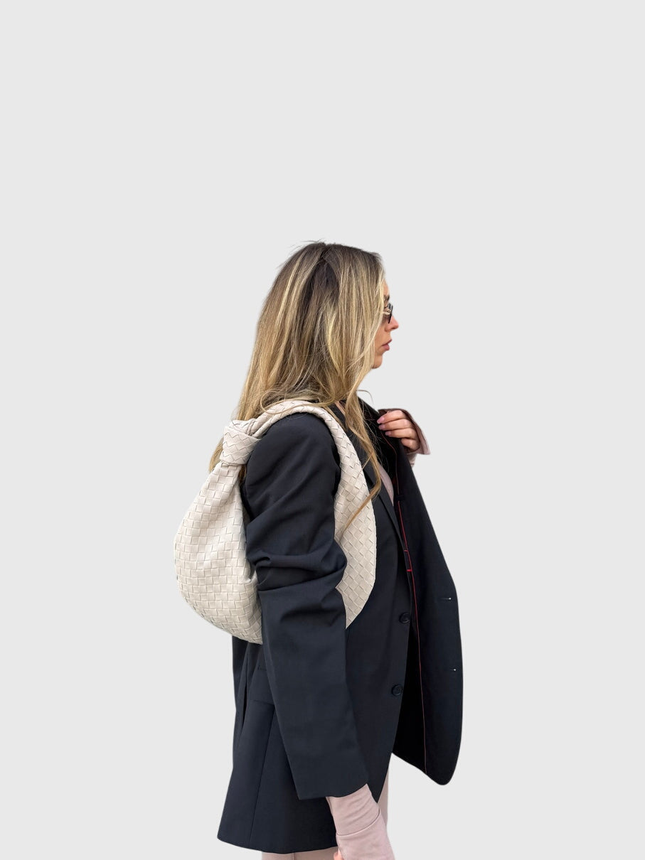 Celeste | Borsa Media In Pelle Scamosciata Intrecciata Con Nodo