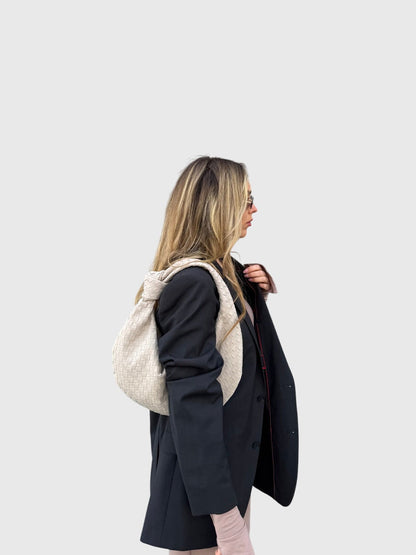 Celeste | Borsa Media In Pelle Scamosciata Intrecciata Con Nodo