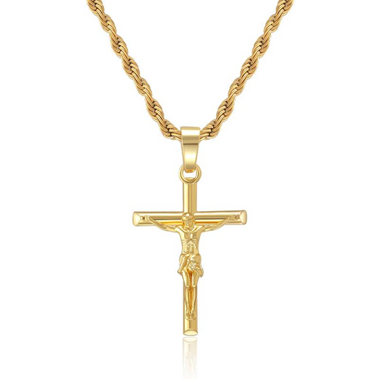 Collana con croce placcata in oro 14k