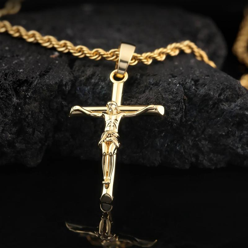 Collana con croce placcata in oro 14k