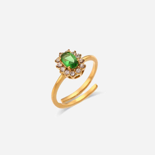 Amariella | Anello in Zirconia Verde in Oro 18K
