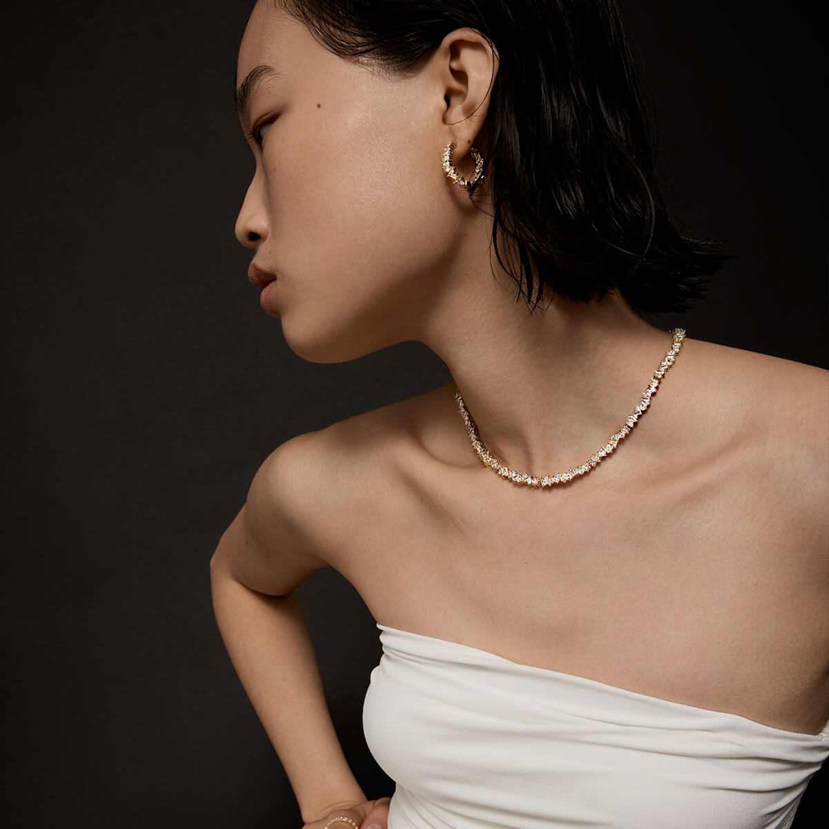 Mixed-Cut Tennis Necklace