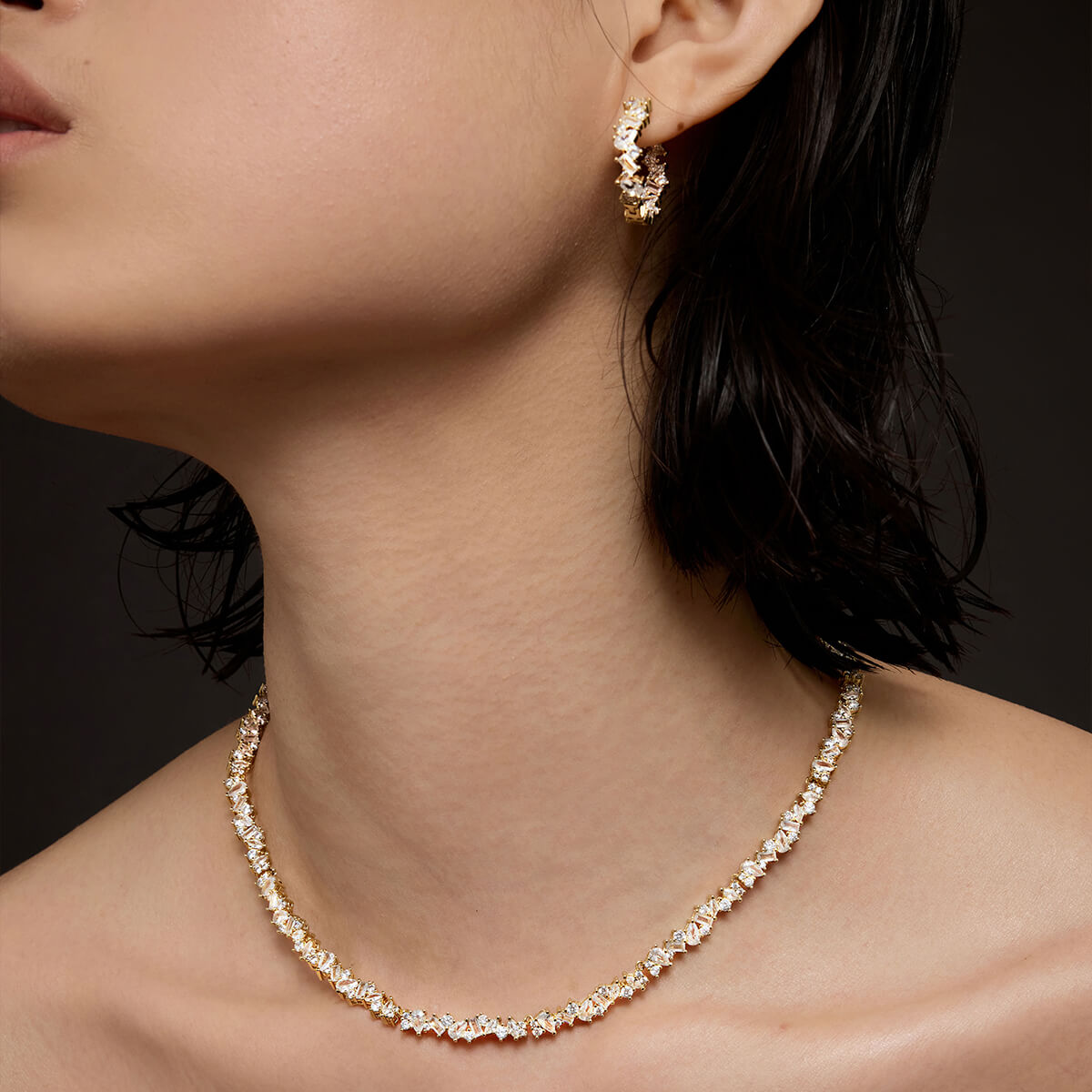 Mixed-Cut Tennis Necklace