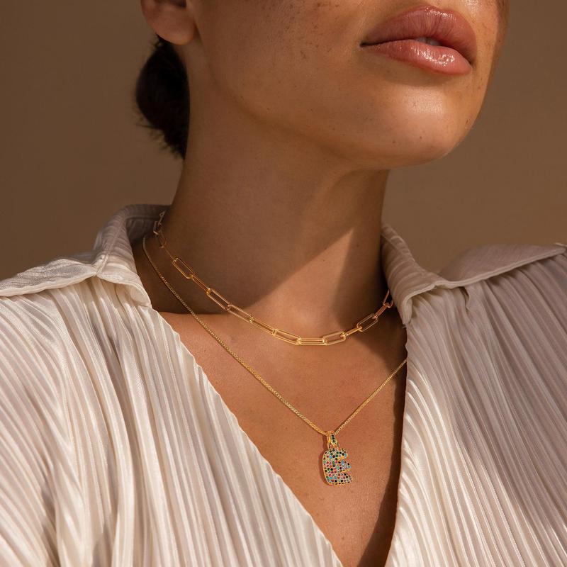 Set di 2 collane con iniziali a bolla