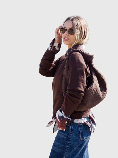 Celeste | Borsa Media In Pelle Scamosciata Intrecciata Con Nodo