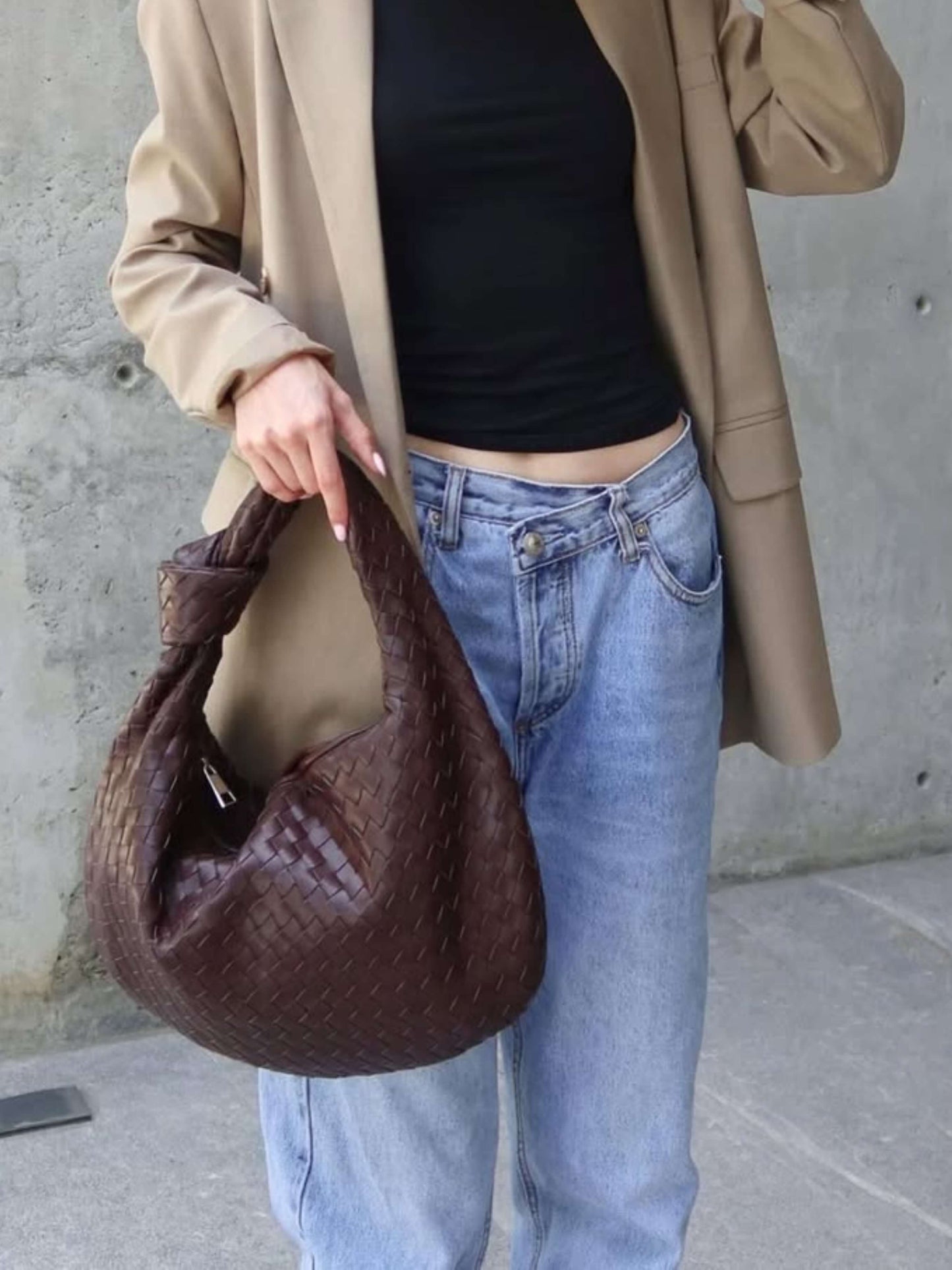 Gisella | Borsa a Spalla Media Intrecciata con Nodo