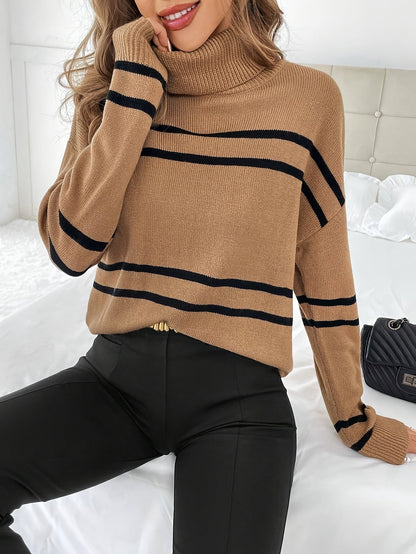 Thea – Maglione a Collo Alto a Righe