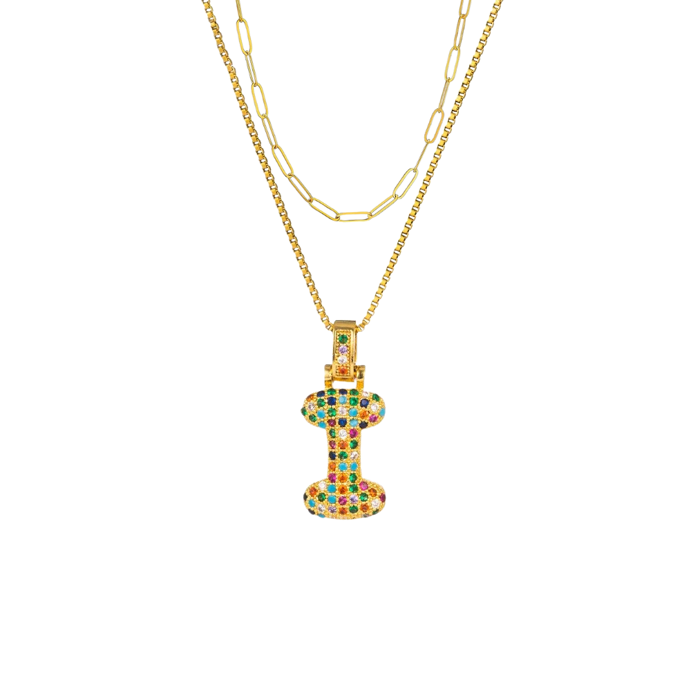 Set di 2 collane con iniziali a bolla