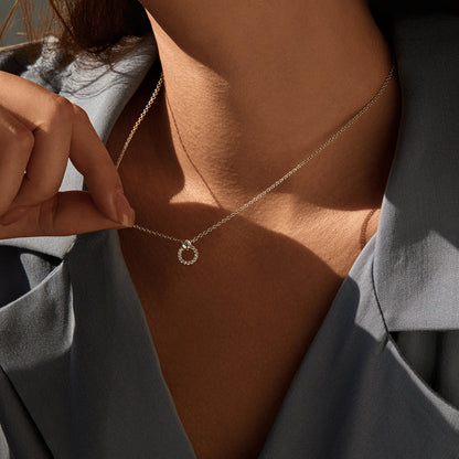 Round Halo Pendant Necklace