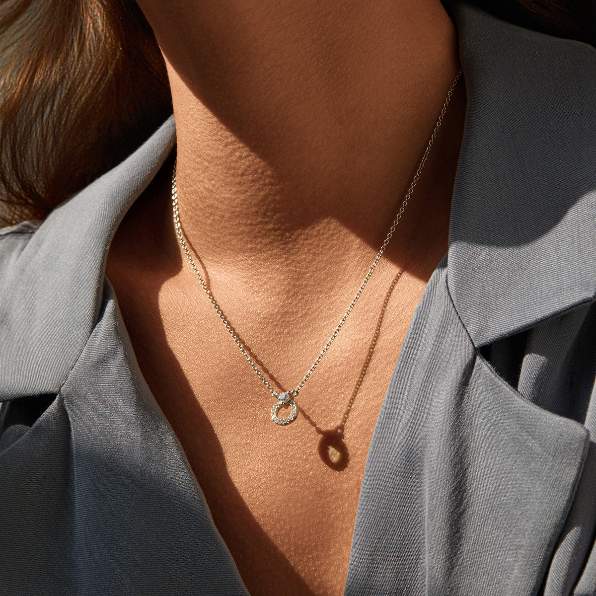 Round Halo Pendant Necklace