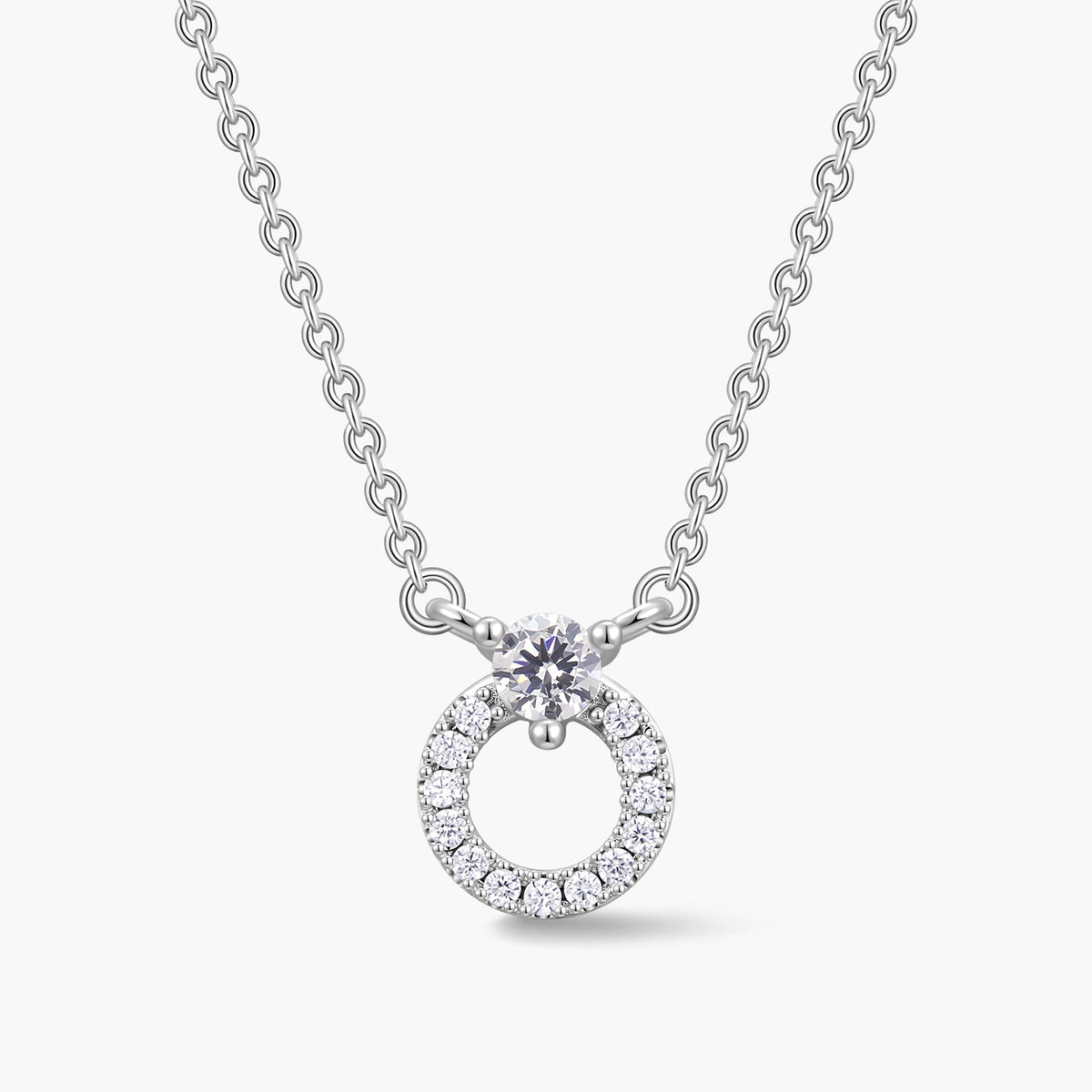 Round Halo Pendant Necklace
