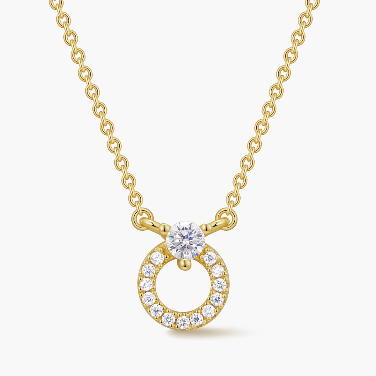 Round Halo Pendant Necklace