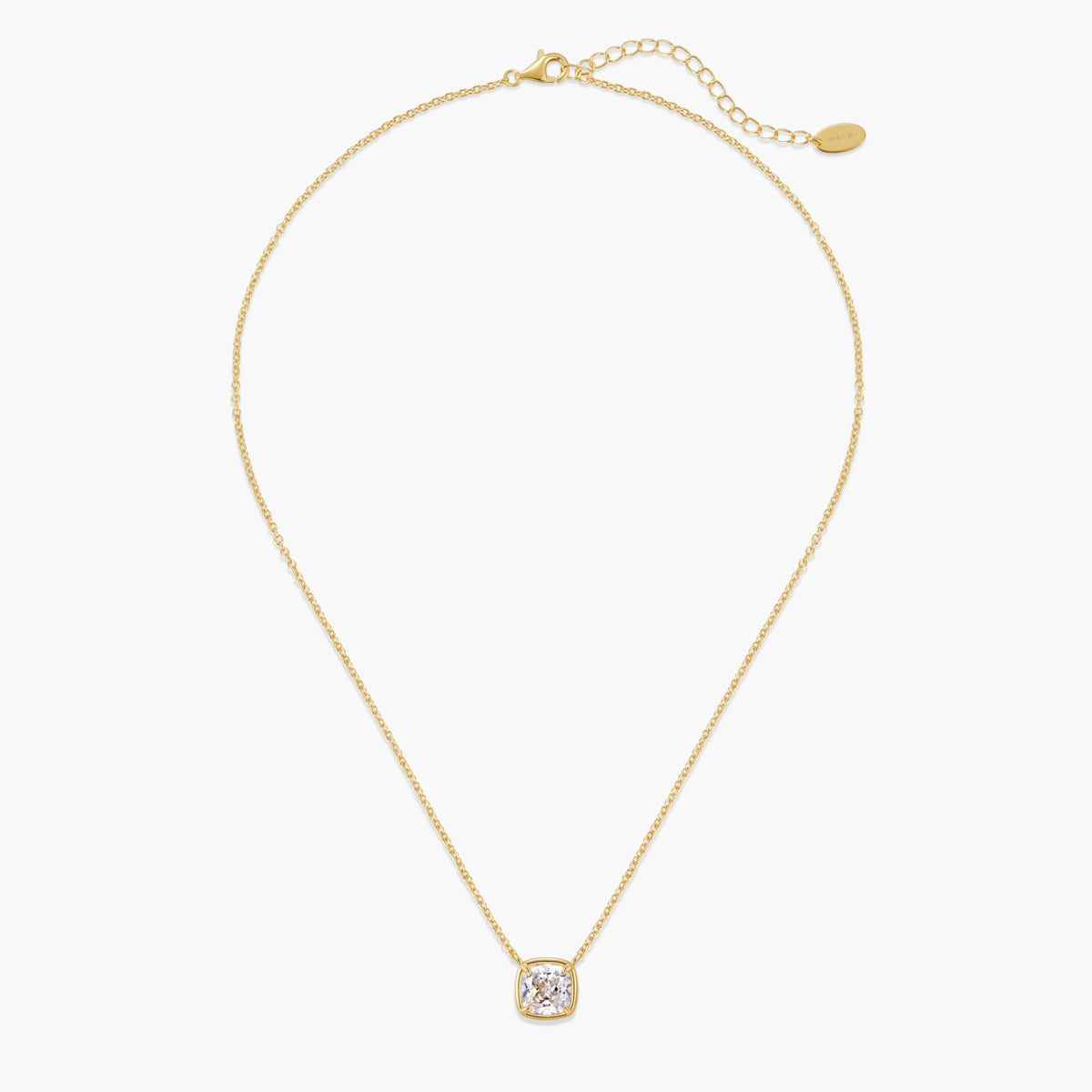 Cushion-Cut Bezel Pendant Necklace
