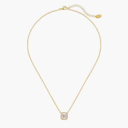 Cushion-Cut Bezel Pendant Necklace