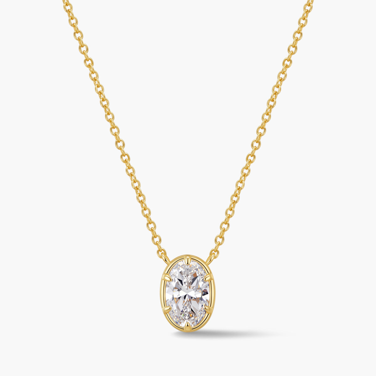 Oval Bezel Pendant Necklace
