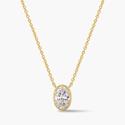 Oval Bezel Pendant Necklace