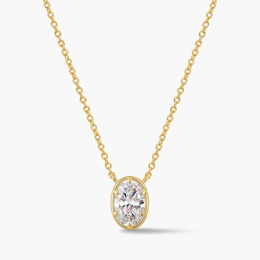 Oval Bezel Pendant Necklace