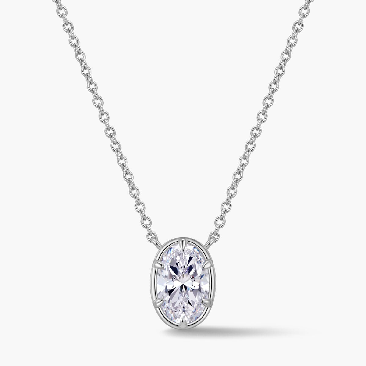 Oval Bezel Pendant Necklace