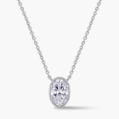 Oval Bezel Pendant Necklace