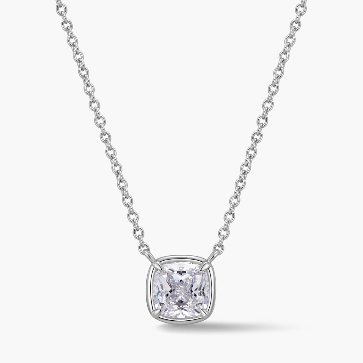 Cushion-Cut Bezel Pendant Necklace