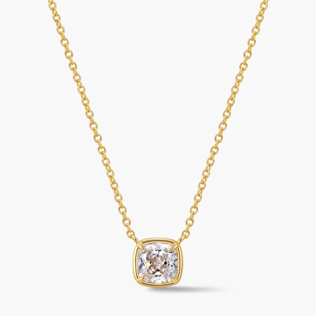 Cushion-Cut Bezel Pendant Necklace