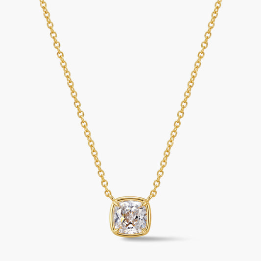 Cushion-Cut Bezel Pendant Necklace