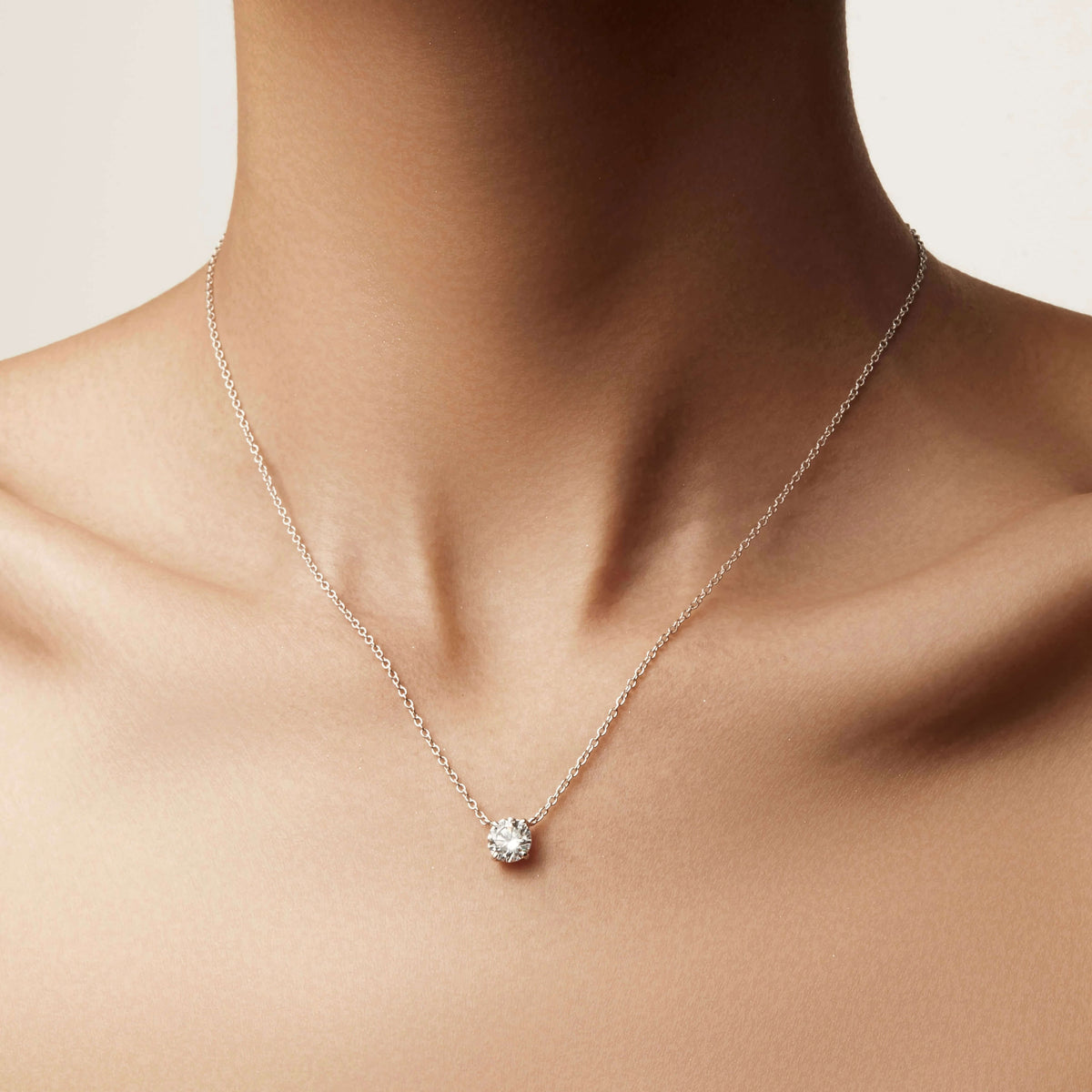 Round Solitaire Necklace (6.5 mm)