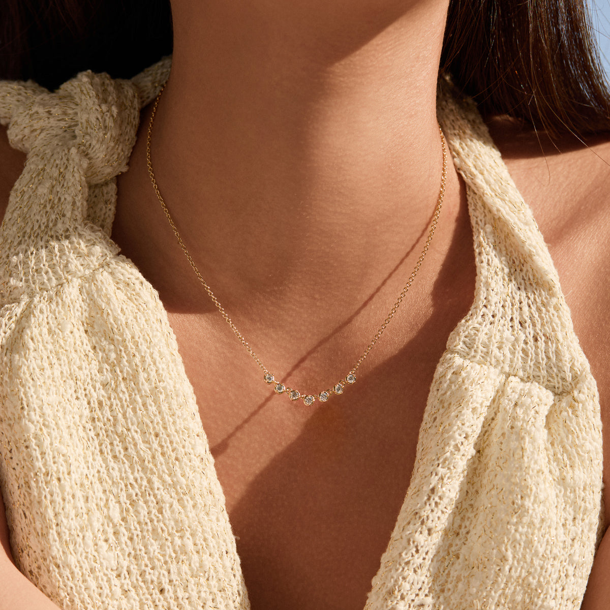Curved Bezel Stone Necklace