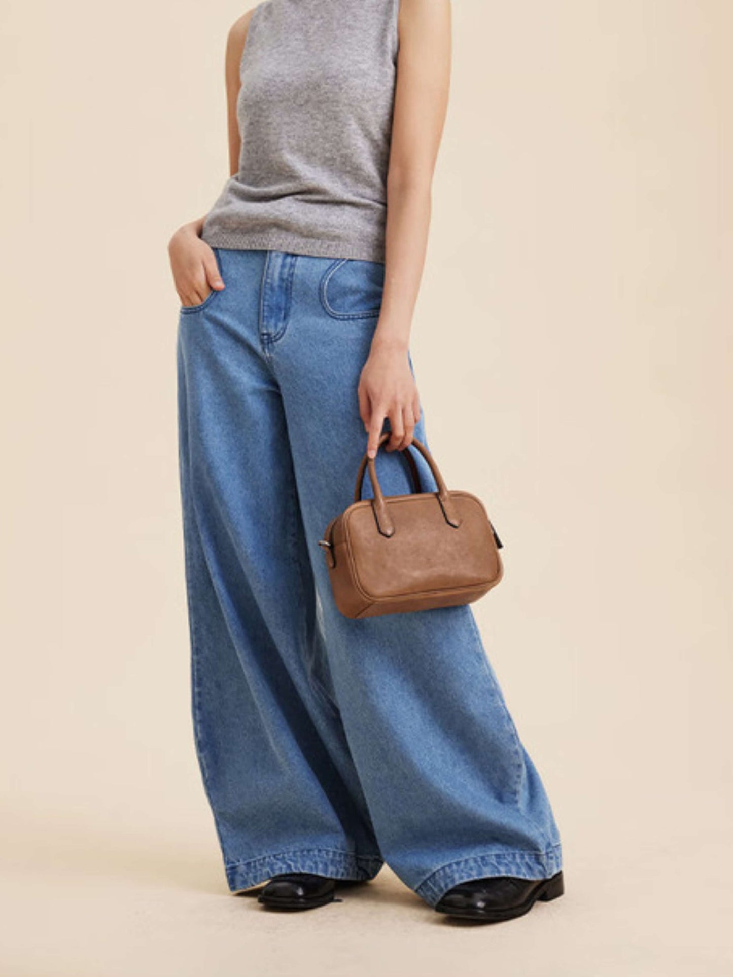 Elisa | Borsa Quadrata con Zip Lucida