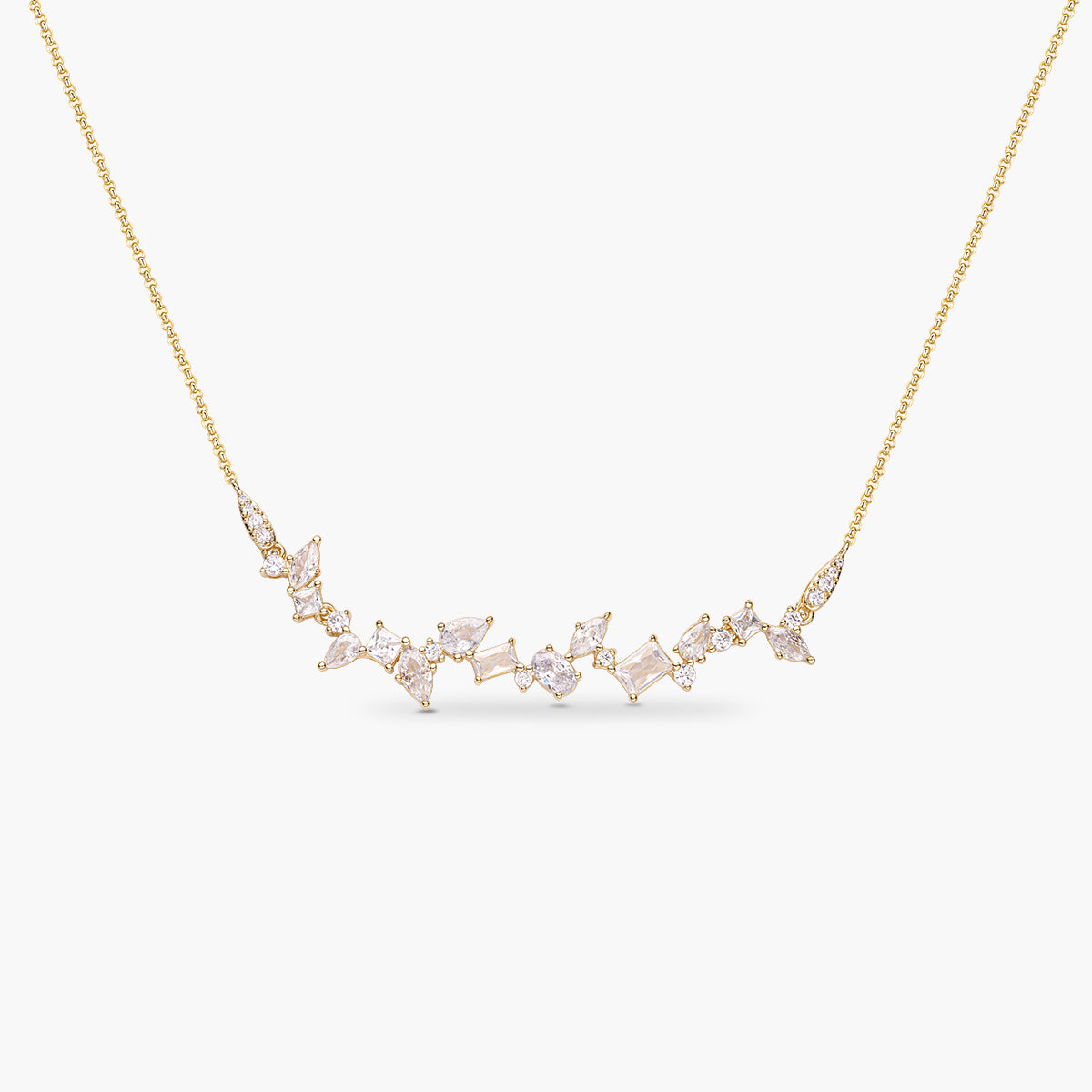 Wide Scattered Crystal Necklace