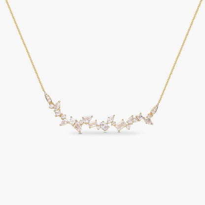 Wide Scattered Crystal Necklace