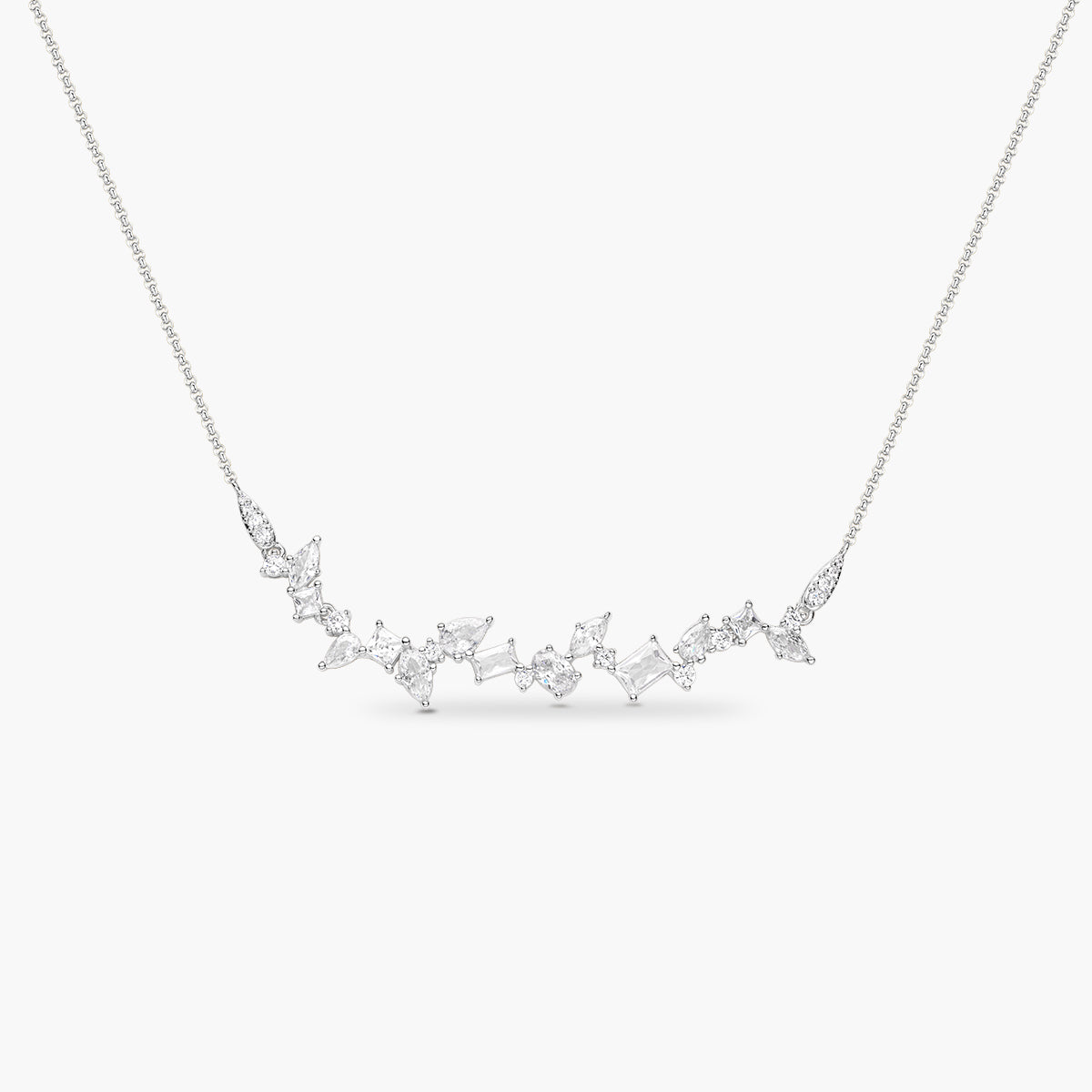 Wide Scattered Crystal Necklace