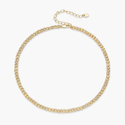 Half Pavé Mini Curb Chain Necklace