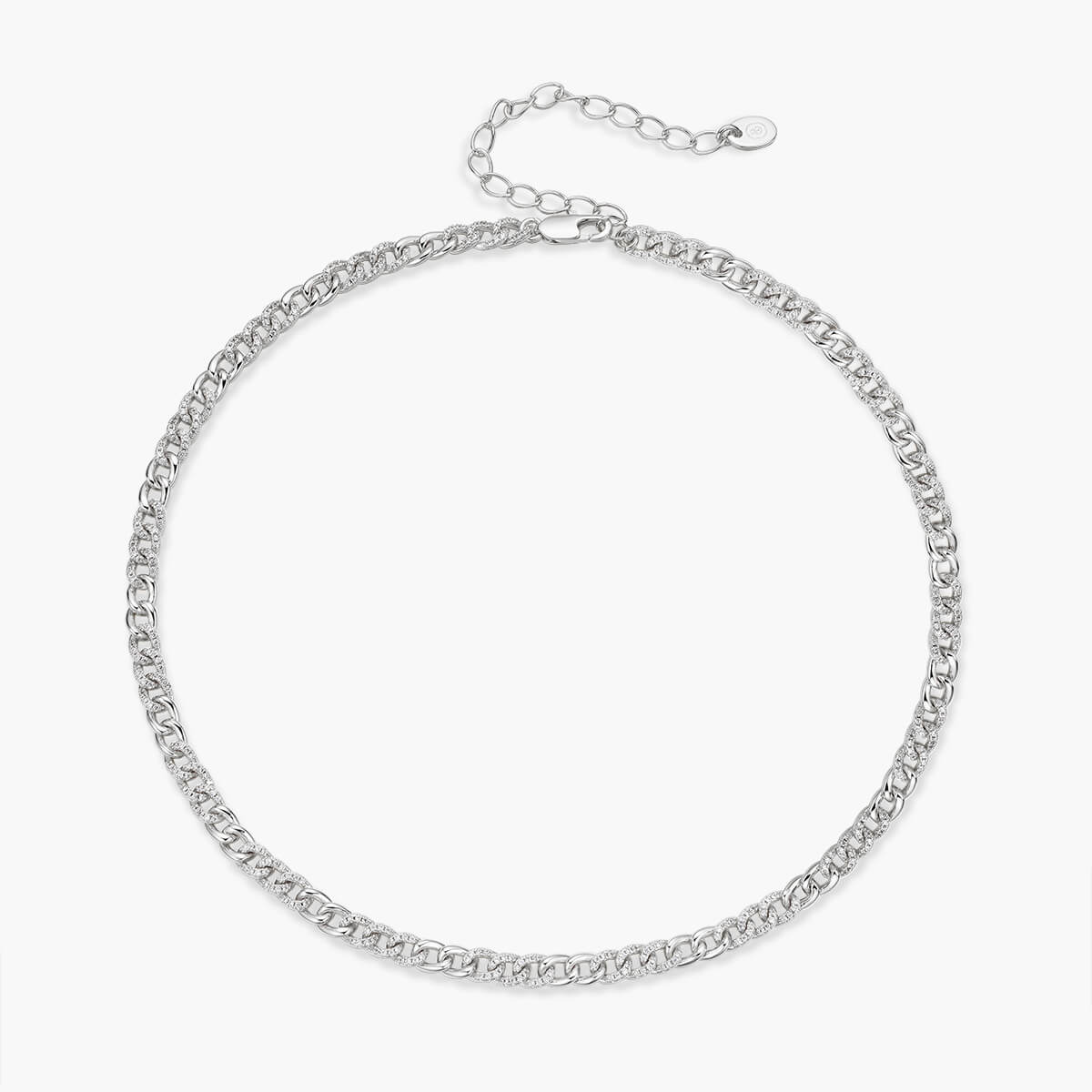 Half Pavé Mini Curb Chain Necklace