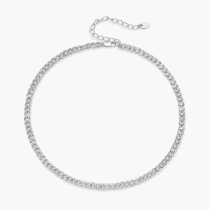 Half Pavé Mini Curb Chain Necklace