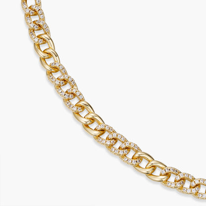 Half Pavé Mini Curb Chain Necklace
