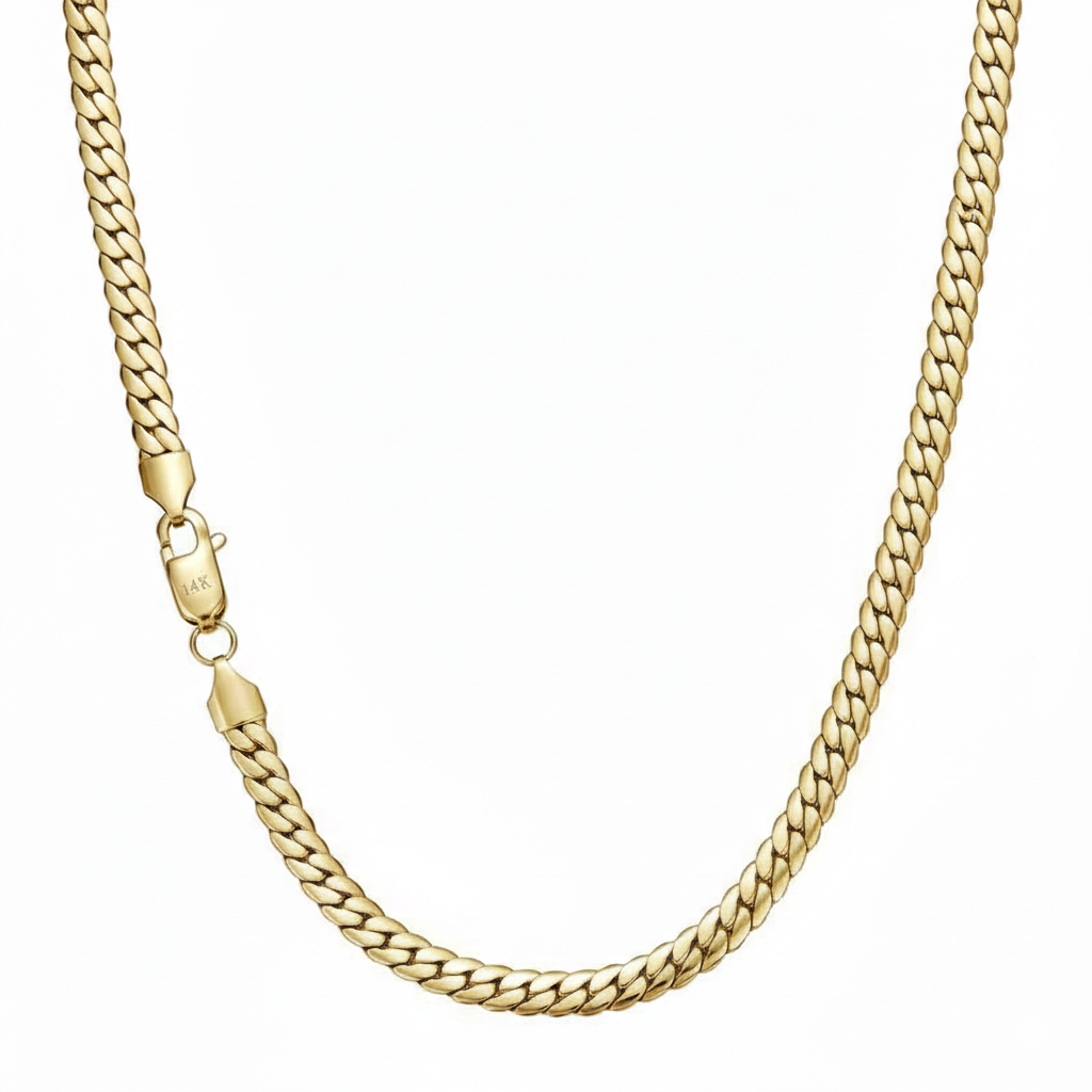 Collana con maglie cubane placcata in oro 14k