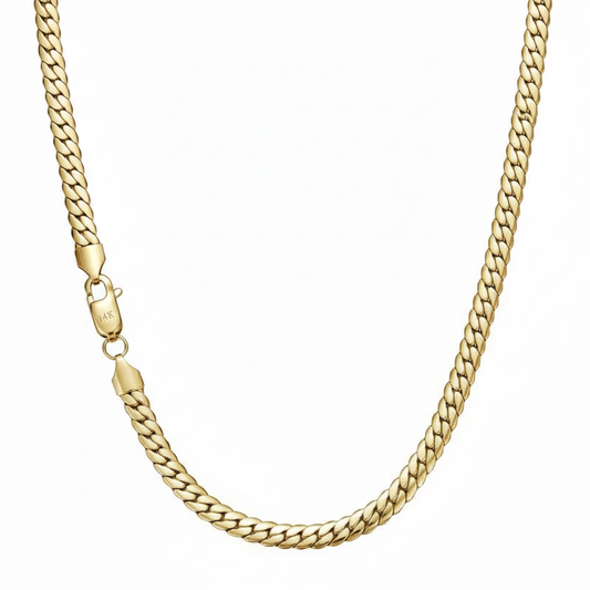 Collana con maglie cubane placcata in oro 14k