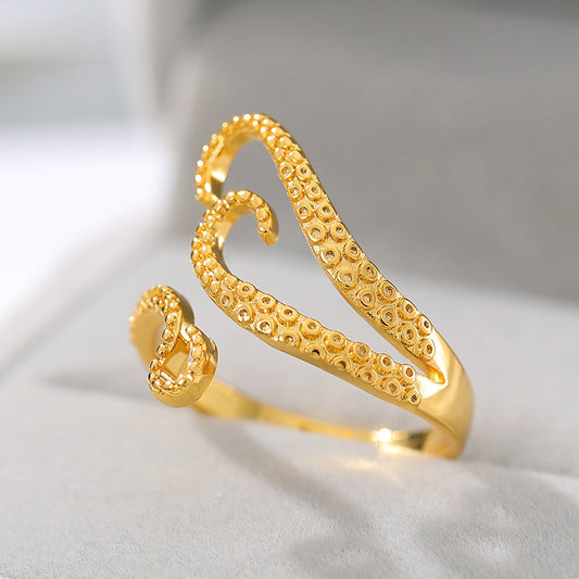 Anello regolabile Gold Octopus