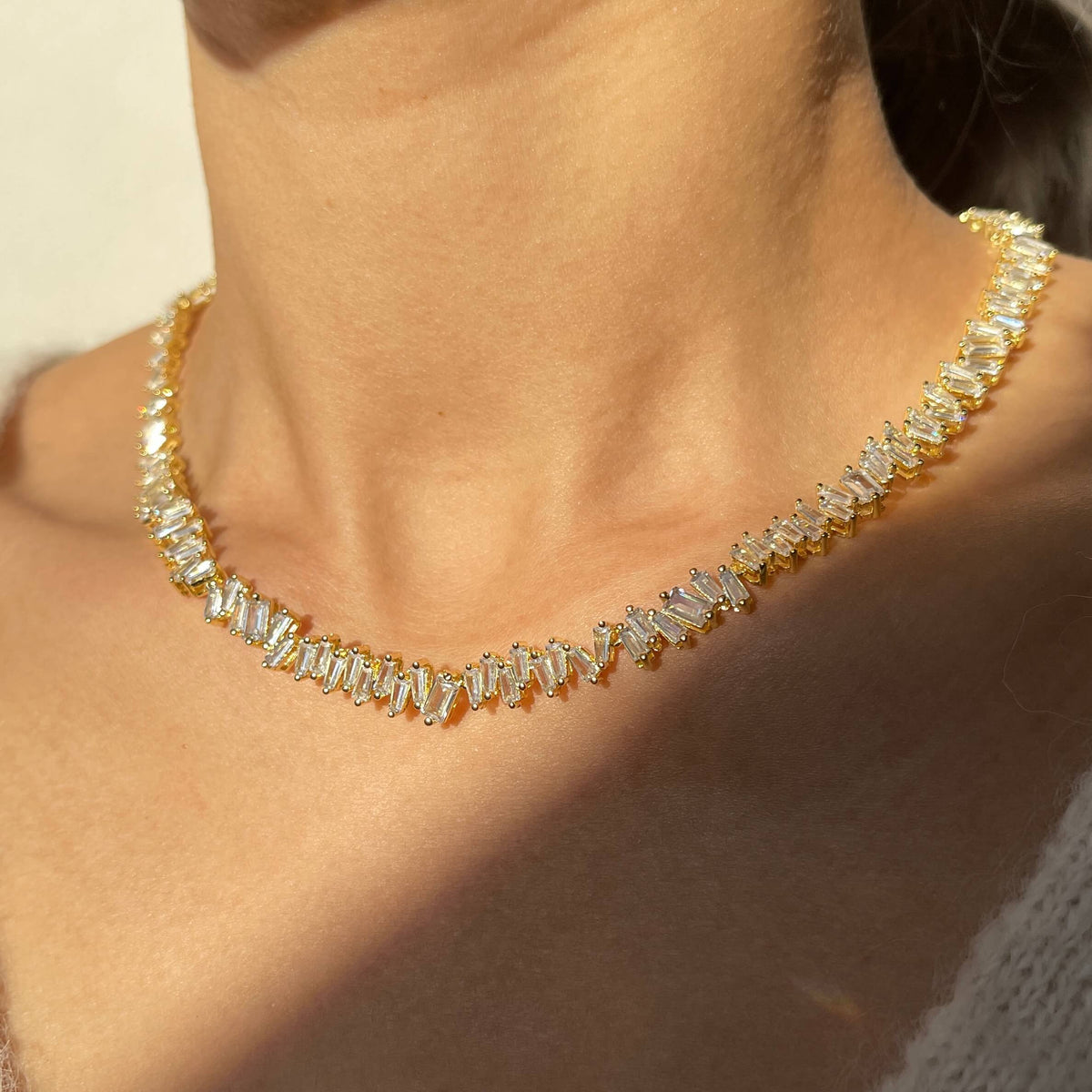 Baguette Scatter Tennis Necklace