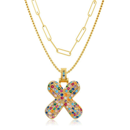 Set di 2 collane con iniziali a bolla