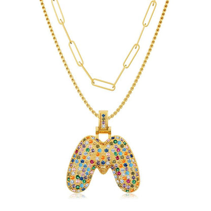 Set di 2 collane con iniziali a bolla