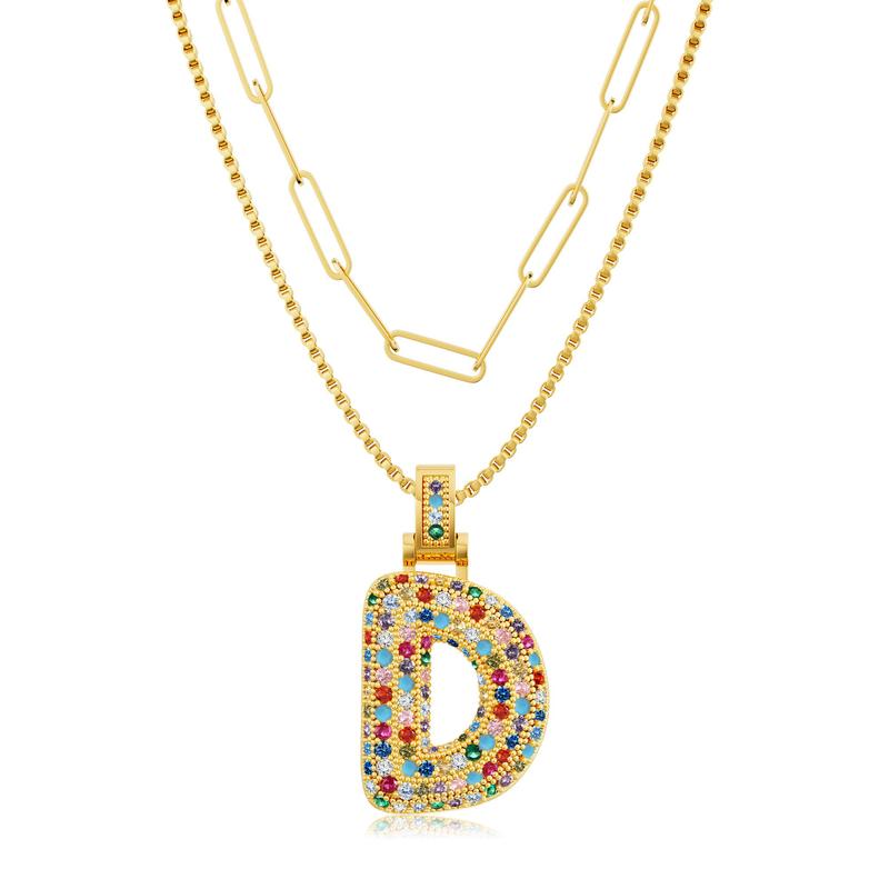 Set di 2 collane con iniziali a bolla