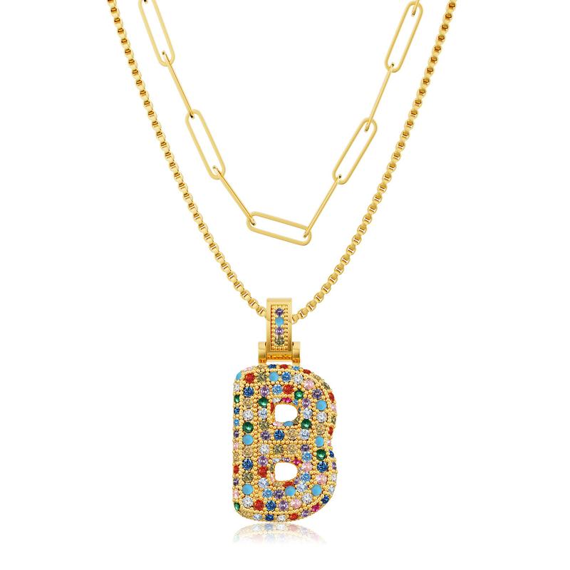 Set di 2 collane con iniziali a bolla