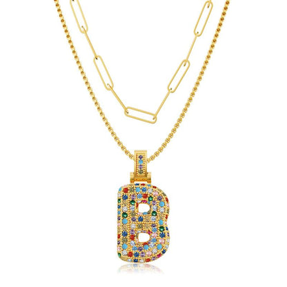 Set di 2 collane con iniziali a bolla