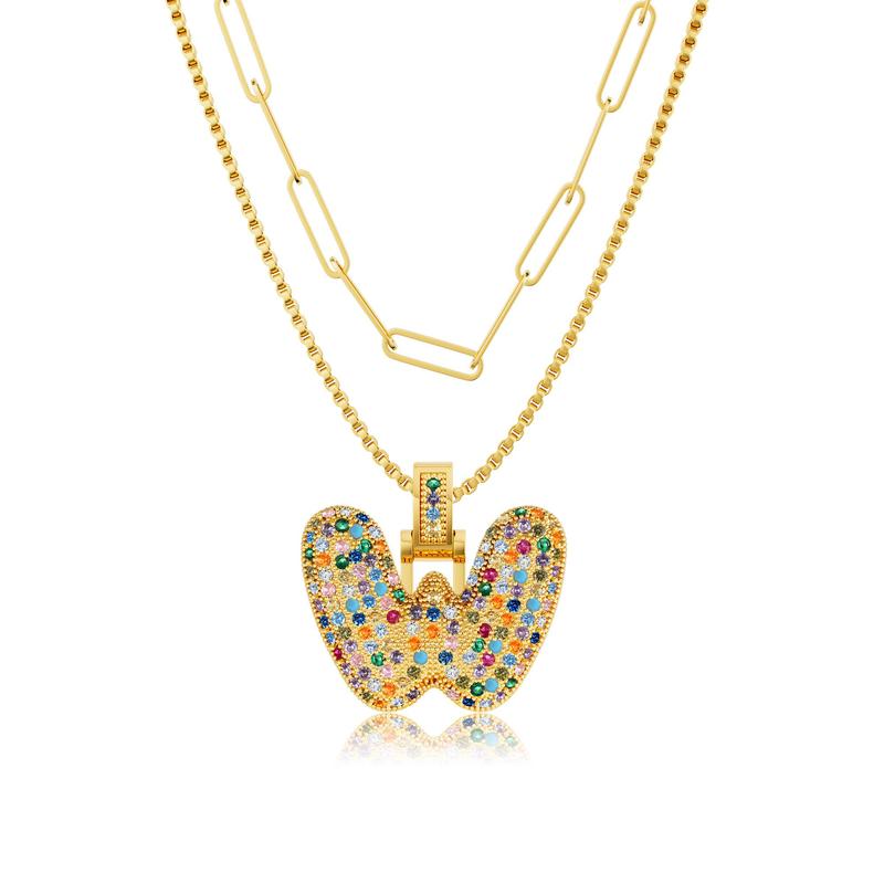 Set di 2 collane con iniziali a bolla