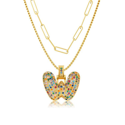 Set di 2 collane con iniziali a bolla