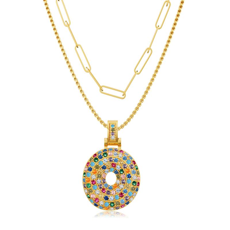 Set di 2 collane con iniziali a bolla