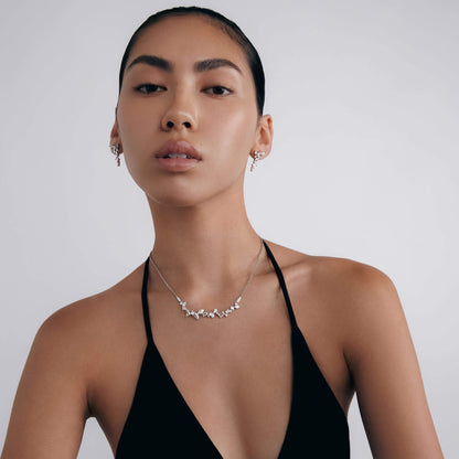 Wide Scattered Crystal Necklace